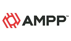 A black and red logo for amp